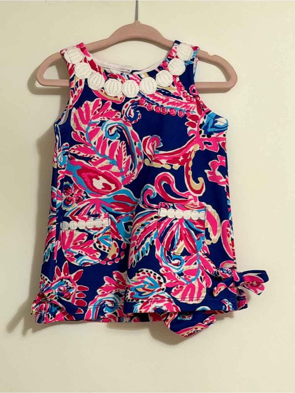 Lily Pulitzer- Girls Navy Floral Print Sleeveless Tunic Top